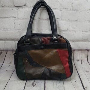 Vintage 80s Boho Patchwork Leather Purse Shoulder Bag